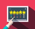 Rating Concept with Human Hand on Screen with People Holding Stars Royalty Free Stock Photo