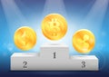 Rating of the crypto currency. Awarding virtual coins: bitcoin, ethereum, ripple.