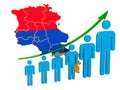 Rating of employment and unemployment or mortality and fertility in Armenia, concept. 3D rendering