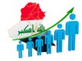 Rating of employment and unemployment or mortality and fertility in Iraq, concept. 3D rendering