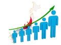 Rating of employment and unemployment or mortality and fertility in Japan, concept. 3D rendering