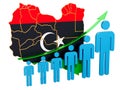 Rating of employment and unemployment or mortality and fertility in Libya, concept. 3D rendering