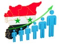 Rating of employment and unemployment or mortality and fertility in Syria, concept. 3D rendering