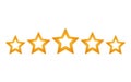Rating gold star. Feedback, reputation and quality concept. Five stars customer product review rating review flat icon