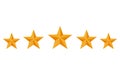 Rating gold star. Feedback, reputation and quality concept. Five stars customer product review rating review flat icon