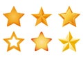 Rating gold star. Shiny yellow metal badge or medal template. Customer review concept. Glossy yellow star trophy icon