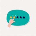 Rating illustration . Five stars rate with hand sign