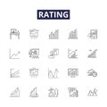 Rating line vector icons and signs. Evaluating, Scoring, Grading, Judging, Categorizing, Ranking, Classifying, Labeling