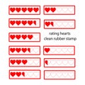 Rating red hearts isolated on white. Vector illustration Royalty Free Stock Photo