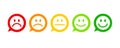 Rating satisfaction feedback in form of emotions excellent good normal bad awful speech bubble Royalty Free Stock Photo
