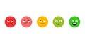 Rating satisfaction. Feedback in form of emotions. Excellent, good, normal, bad awful. Vector illustration isolated on white