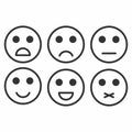 Rating satisfaction. Feedback in form of monochrome emotions, smileys, emoji