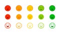 Rating scale. Feedback horizontal row rating meter with face emotion paediatrics icons. Vector illustration of customers