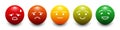 Rating scale or pain scale in the form of emoticons. From red to green smiley. 3d icons.