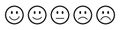 Rating smiling emojis black outline.