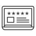 Rating 5 star paper icon, outline style