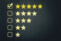 Rating with stars on the blackboard Royalty Free Stock Photo