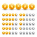 Rating stars on glossy gold spheres