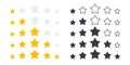 Rating stars icons set. Feedback icons. Product rating or customer review with gold stars and black stars. Vector icons Royalty Free Stock Photo