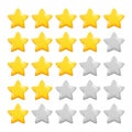 Rating Stars Icons Set Vector Light Neumorphic Design Elements On White Background. Customer Product Rating Review Or