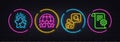 Rating stars, Ranking stars and Inspect minimal line icons. For web application, printing. Neon laser 3d lights. Vector