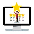Rating Symbol - People Holding Stars on Computer Screen Royalty Free Stock Photo