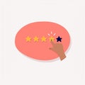 Rating illustration . Five stars rate with hand sign