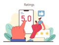 Ratings concept. Interacting with top-tier service ratings and customer approval on digital platforms.