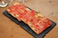 Ration of bread with tomato typical of Catalonia Royalty Free Stock Photo