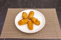 ration of croquettes battered with bread and egg, stuffed with bÃÂ©chamel and serrano ham Royalty Free Stock Photo