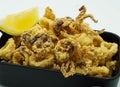 Ration of fried calamari typical of a Spanish tapas bar Royalty Free Stock Photo