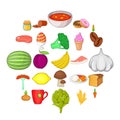 Ration icons set, cartoon style Royalty Free Stock Photo