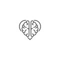 Rational love, brain heart. Vector logo icon template