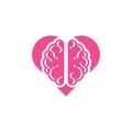 Rational love, brain heart. Vector logo icon template