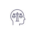 Rational thinking or rationality line icon