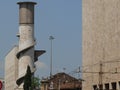 Rationalist architecture of the Rome Termini station. Tower with water tank and spiral staircase