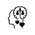 Black solid icon for Rationality, judgement and brain Royalty Free Stock Photo