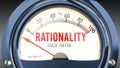 Rationality and Logic Meter that hits less than zero, very low level of rationality Royalty Free Stock Photo