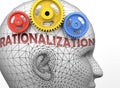 Rationalization and human mind - pictured as word Rationalization inside a head to symbolize relation between Rationalization and Royalty Free Stock Photo