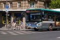 RATP bus on Boulevard Saint-Michel in Paris Royalty Free Stock Photo