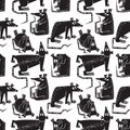 Rats and mouse seamless pattern. Background with cute rodents ch