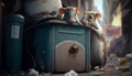 Cute rats among the rubbish on the street in Paris by Generative AI