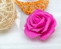 Rattan ball and flower on white Royalty Free Stock Photo