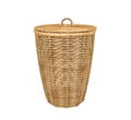 Rattan basket with lid isolated on white background