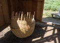 rattan basket , wicker handmade on the soil floor