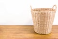 Rattan basket on wood floor