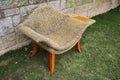 Rattan chair with side table