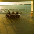 Rattan Chairs on Ship Deck Royalty Free Stock Photo