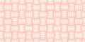 Rattan fabric texture. Basket weave vector seamless pattern background. Organic boho blend backdrop. Peach