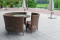 Rattan sofa and table set Royalty Free Stock Photo